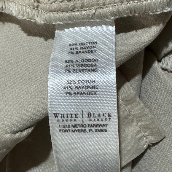 WHBM SZ 8R Ankle Pants Stretch Pockets Zip-Fly Flat Front Mid-Rise Beige - Picture 9 of 10